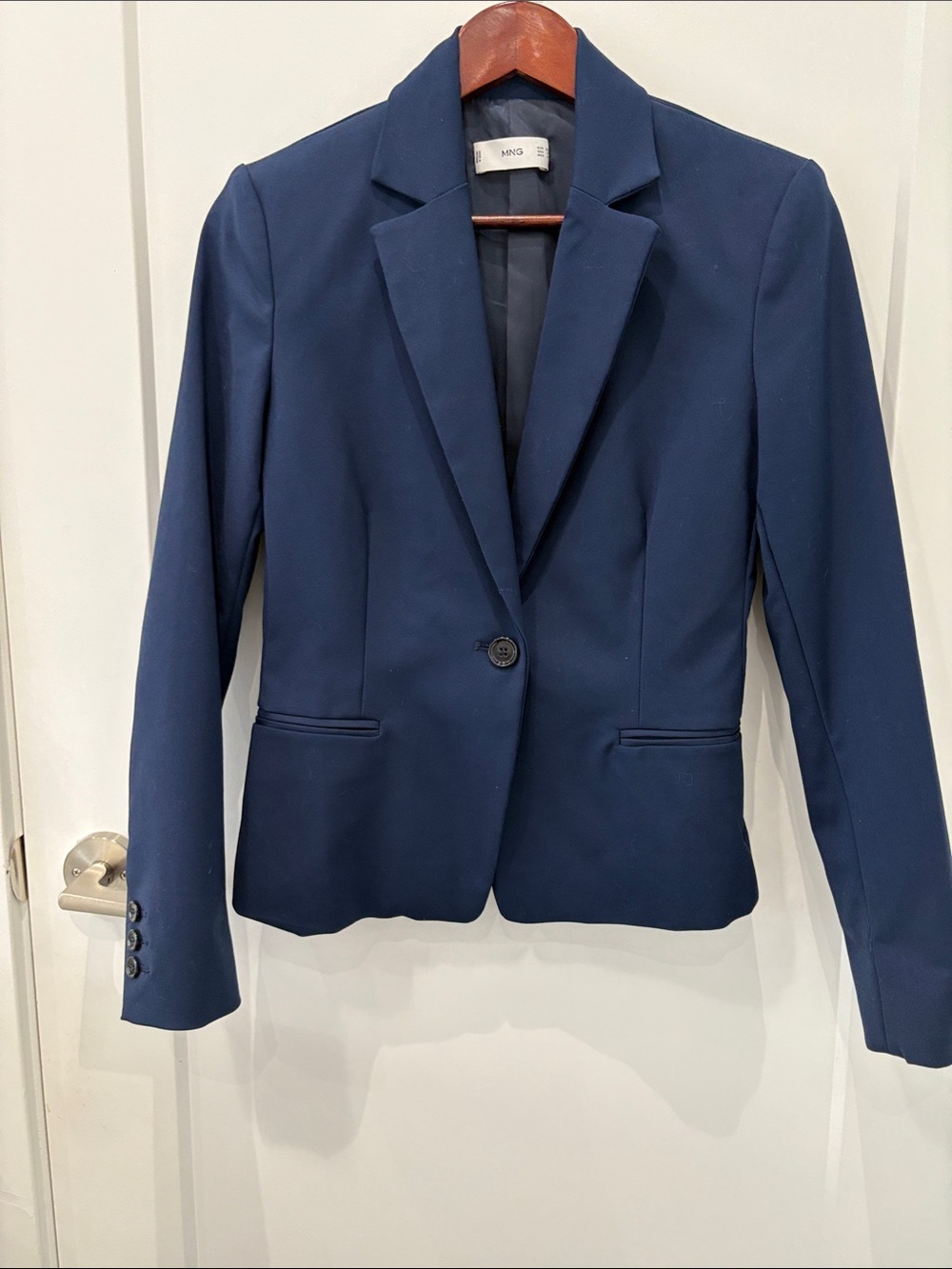 Mango Dark Blue Single-Button Tailored Blazer